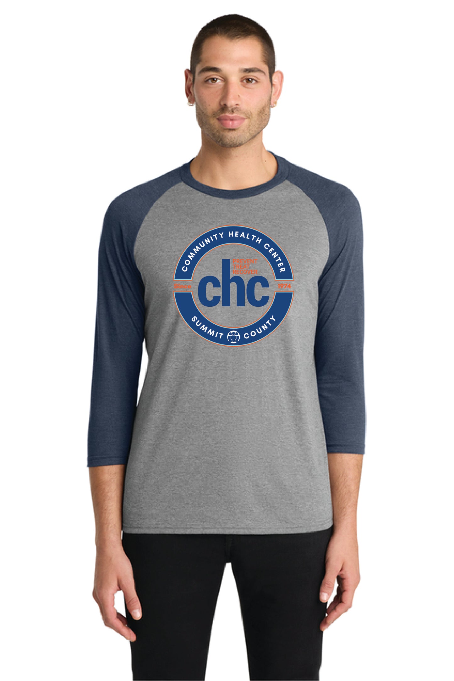 DM136 District® Perfect Tri® 3/4-Sleeve Raglan CIRCLE CHC-47