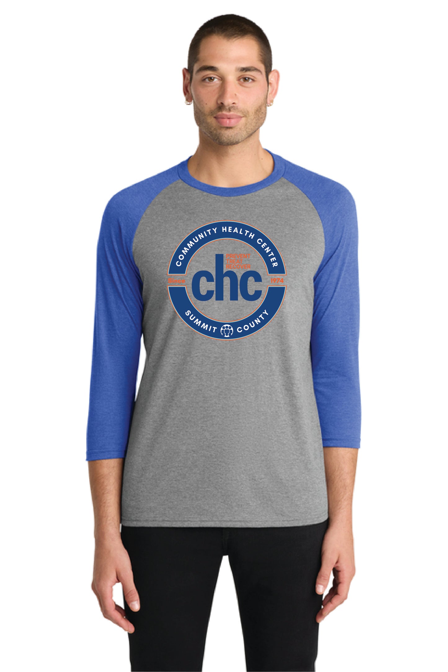 DM136 District® Perfect Tri® 3/4-Sleeve Raglan CIRCLE CHC-47