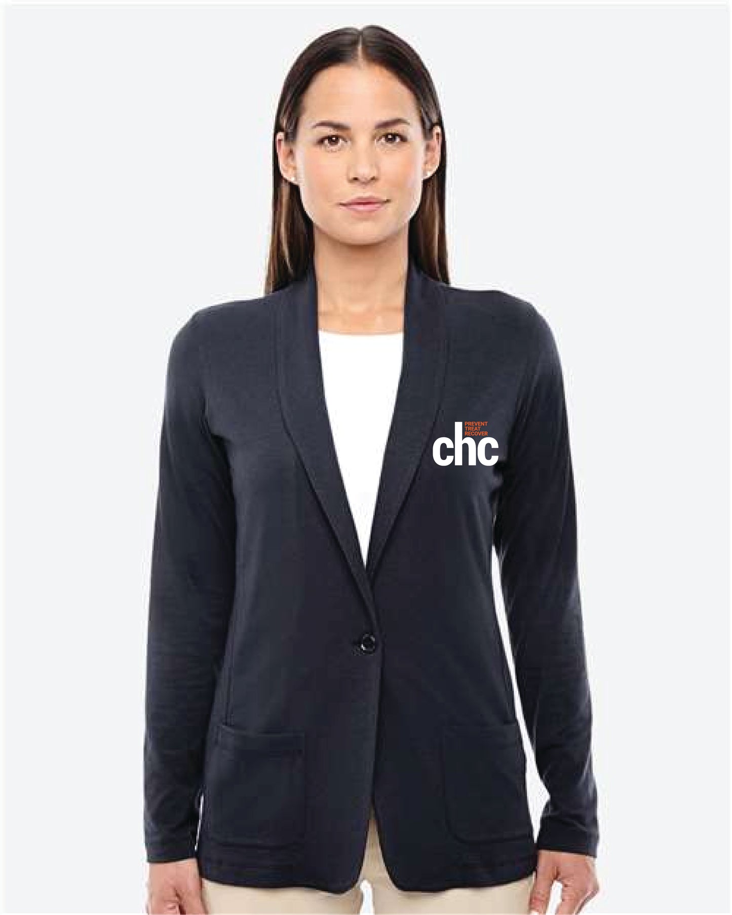 DP462W Women's Perfect Fit™ Shawl Collar Cardigan  EMB-CHC-14