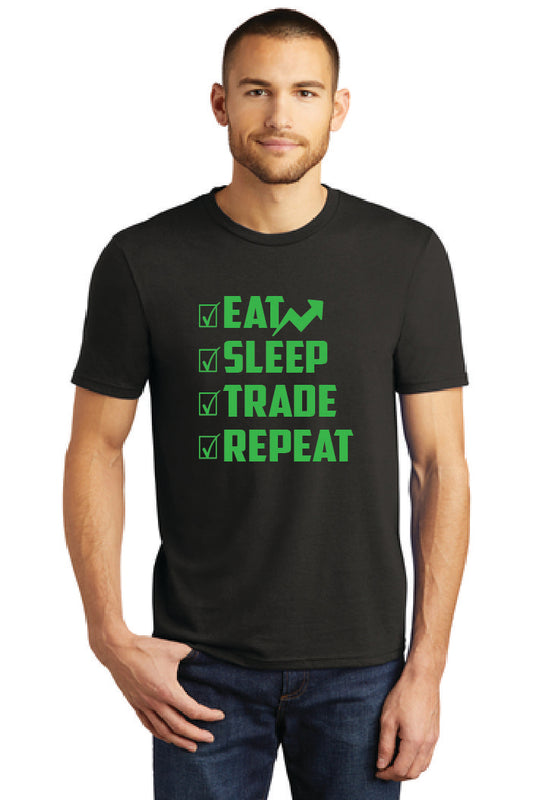 EAT SLEEP TRADE REPEAT STONKS!  DM130 District ® Perfect Tri ® Tee 5