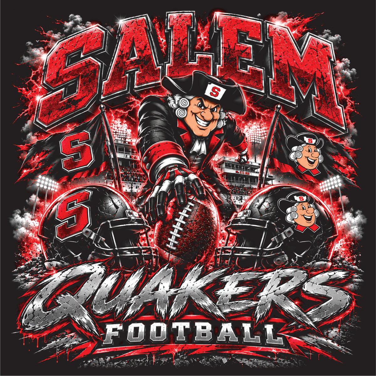 SALEM QUAKERS FOOTBALL PC78H Port & Company® Core Fleece Pullover Hooded Sweatshirt SF-22