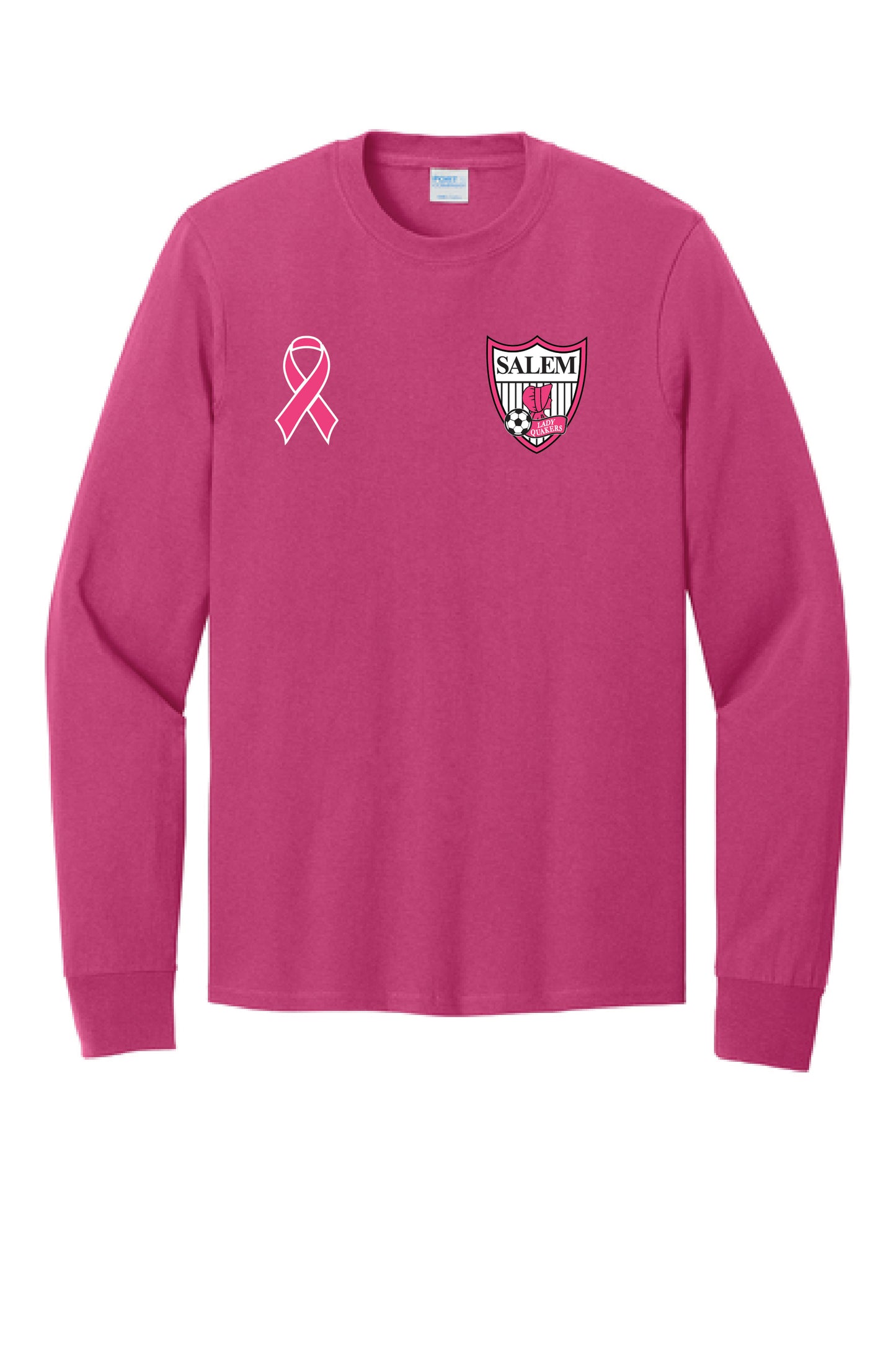 LADY QUAKERS KICK FOR THE CURE PC55LS Port & Company® Long Sleeve Core Cotton Tee 20