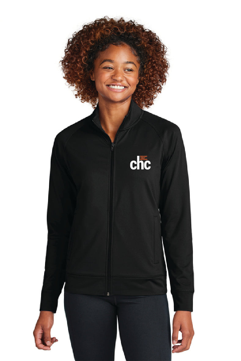 LST857 Sport-Tek® Women's Sport-Wick® Stretch Full-Zip Cadet Jacket EMB CHC-29