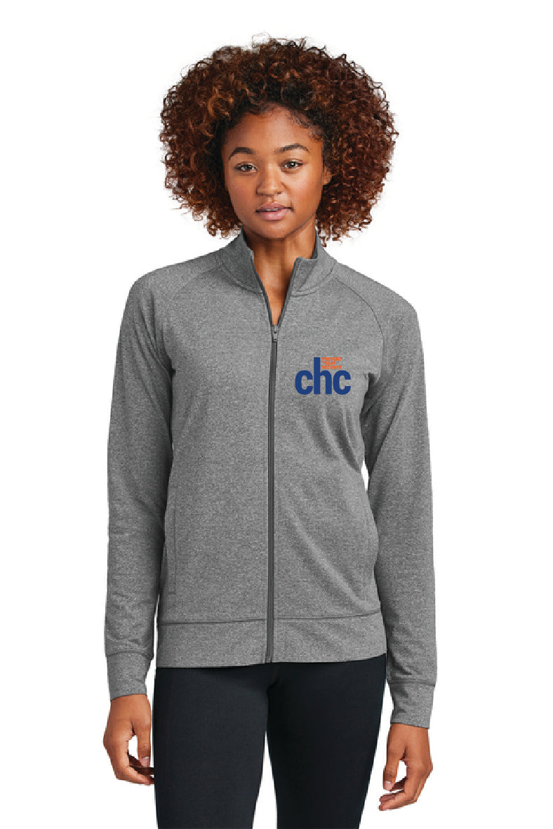 LST857 Sport-Tek® Women's Sport-Wick® Stretch Full-Zip Cadet Jacket EMB CHC-29