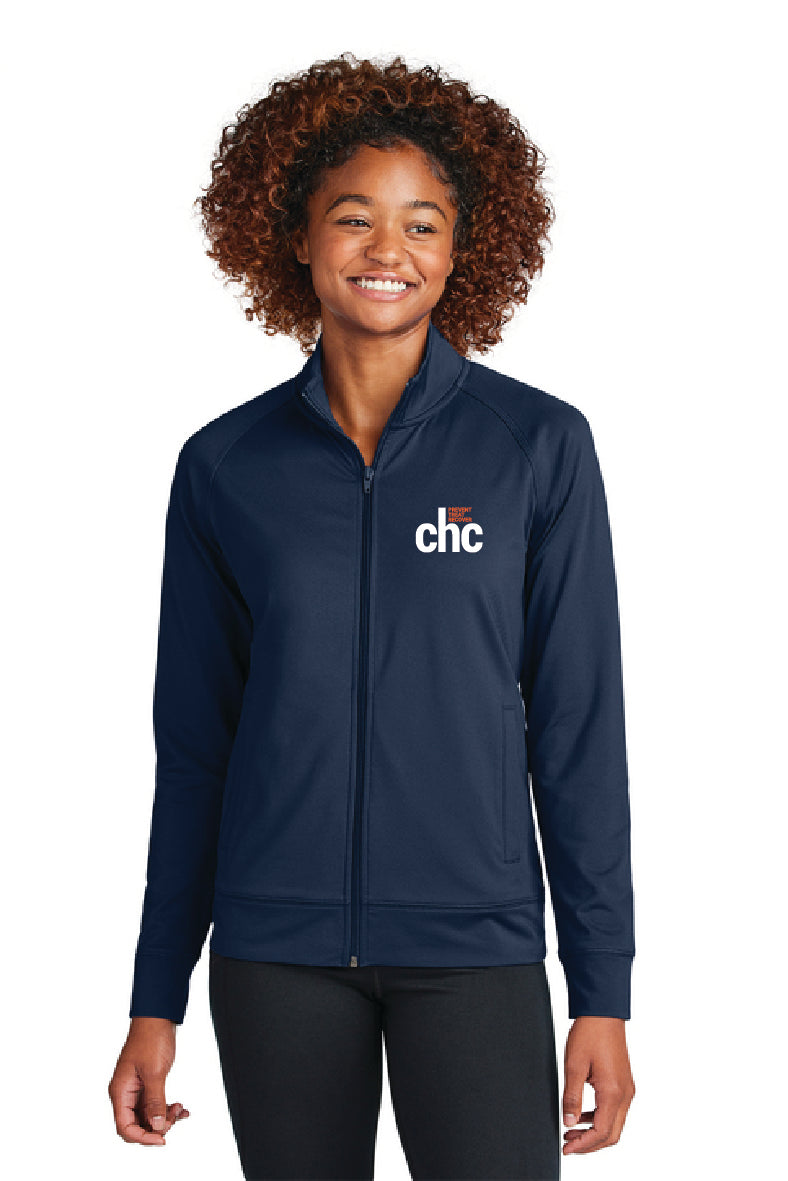 LST857 Sport-Tek® Women's Sport-Wick® Stretch Full-Zip Cadet Jacket EMB CHC-29