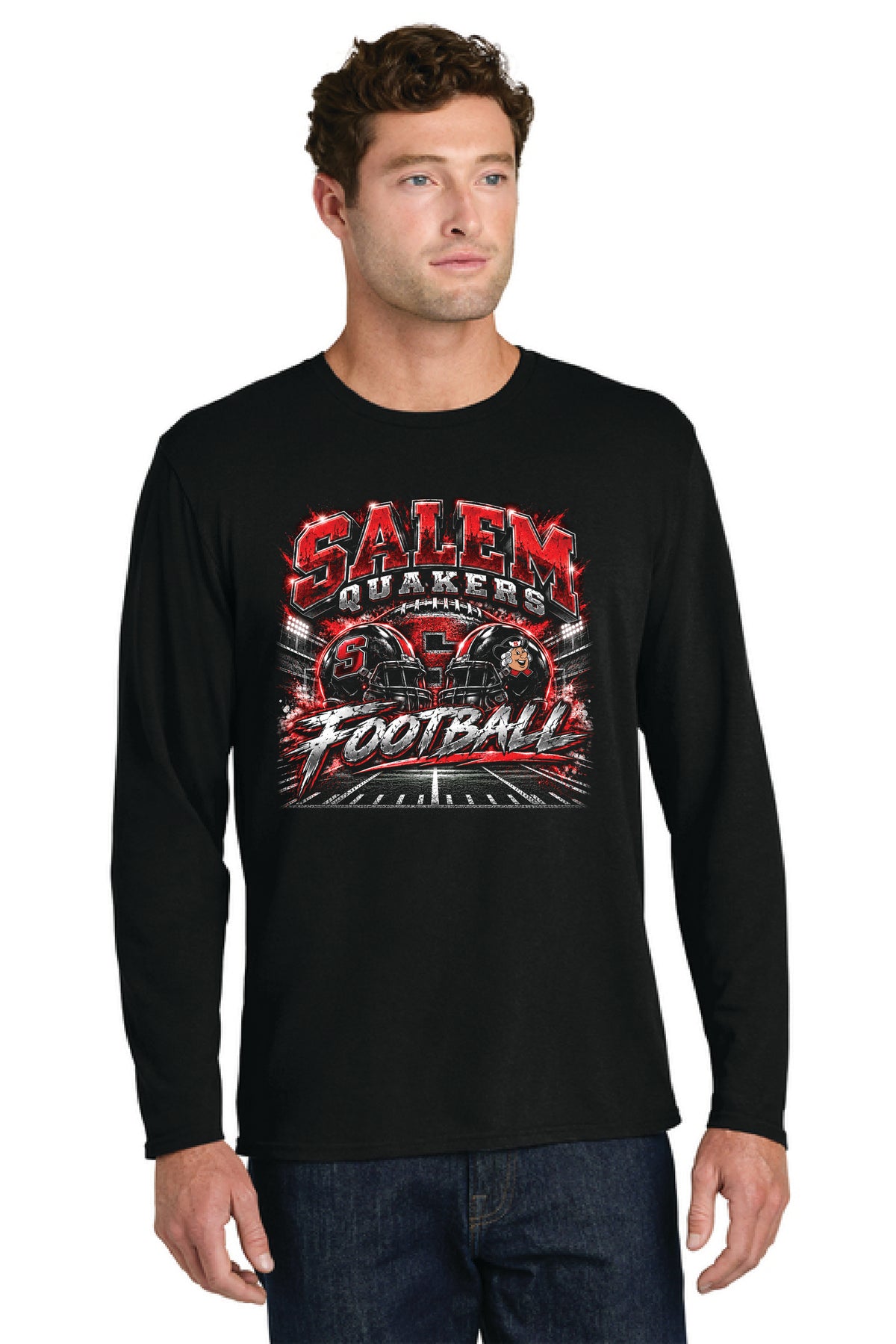 SALEM QUAKERS FOOTBALL PC55LS Port & Co™ Long Sleeve Core Cotton Tee SF-20