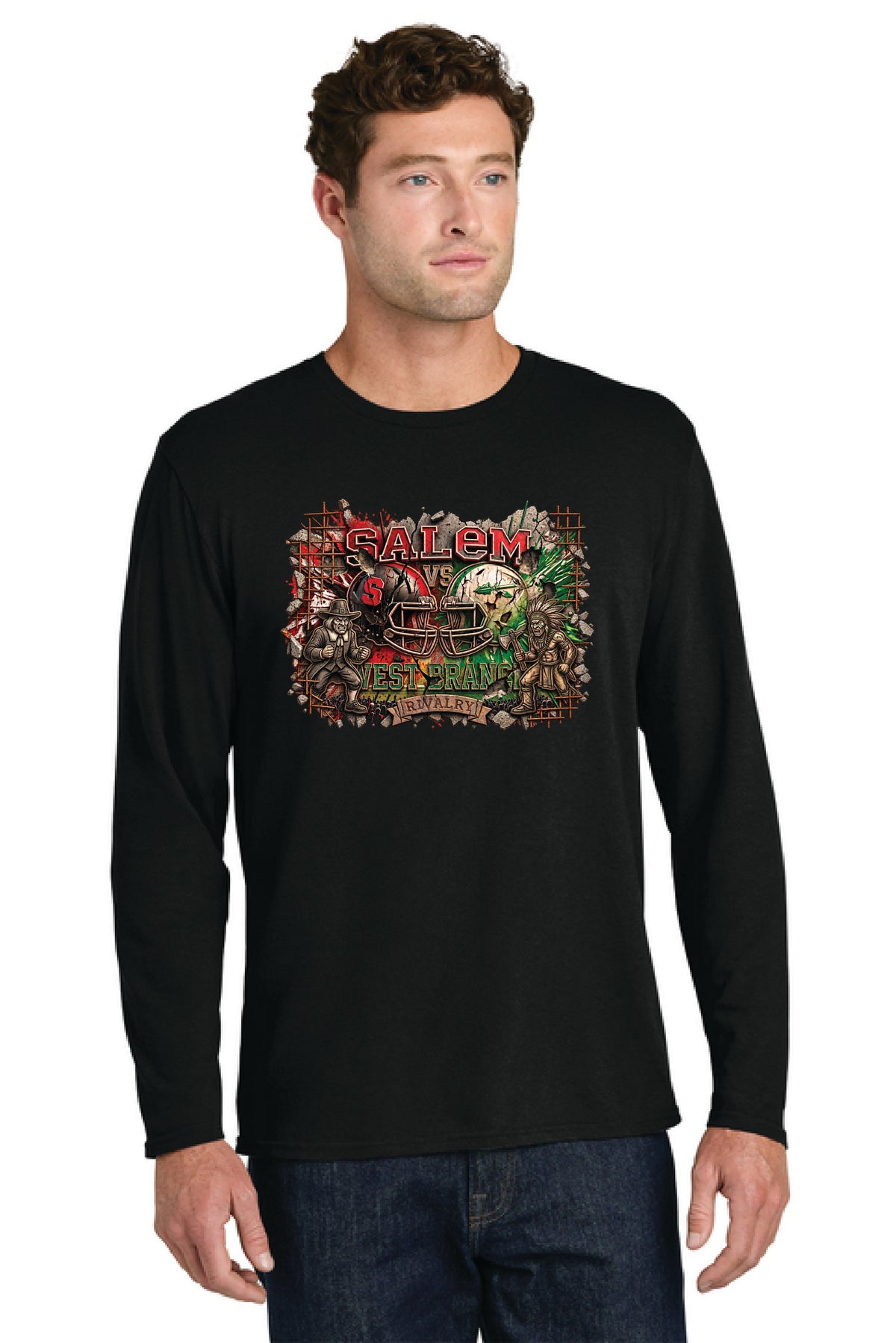 SALEM QUAKERS FOOTBALL PC55LS Port & Co™ Long Sleeve Core Cotton Tee SF-17