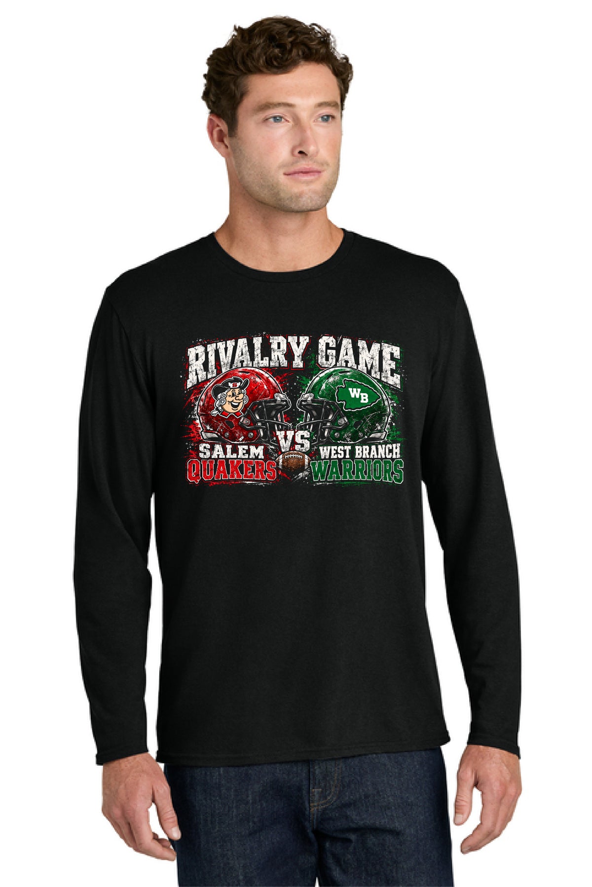 SALEM QUAKERS FOOTBALL PC55LS Port & Co™ Long Sleeve Core Cotton Tee SF-16