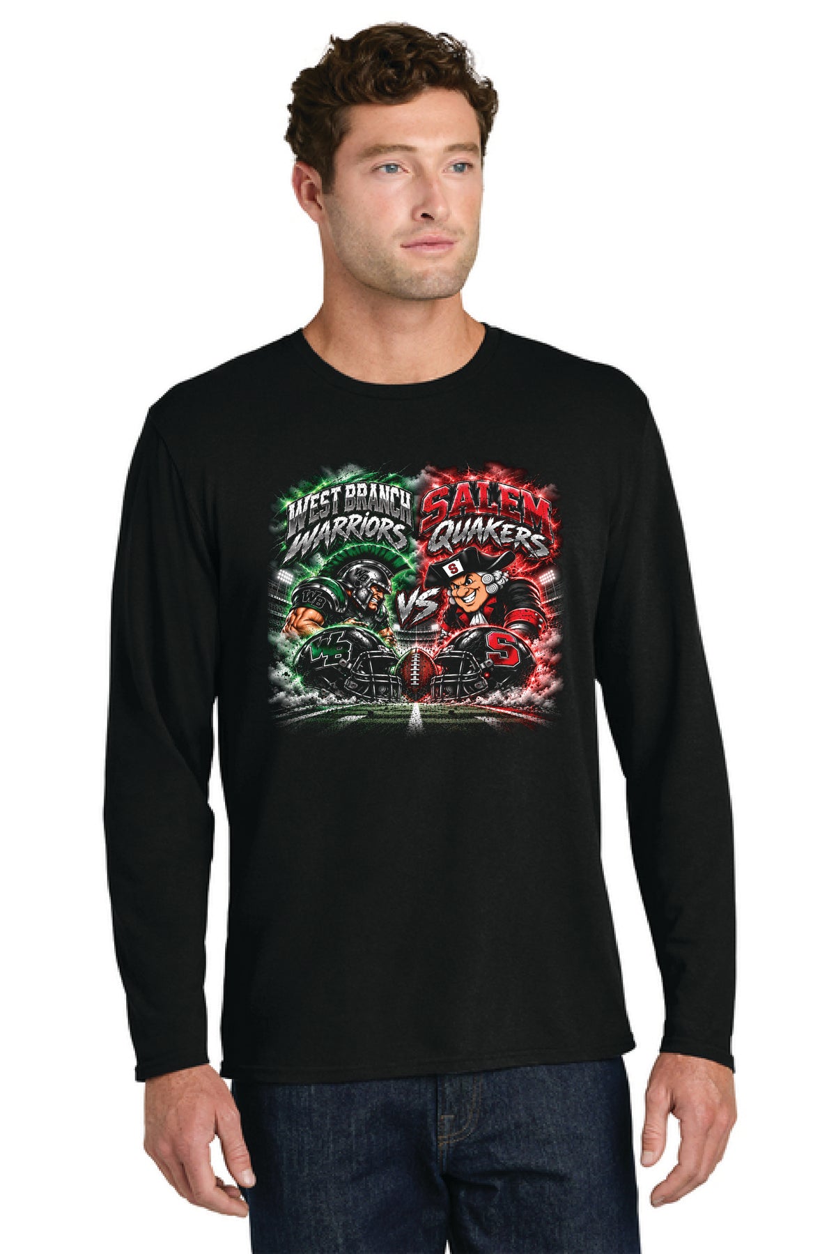 SALEM QUAKERS FOOTBALL PC55LS Port & Co™ Long Sleeve Core Cotton Tee SF-23