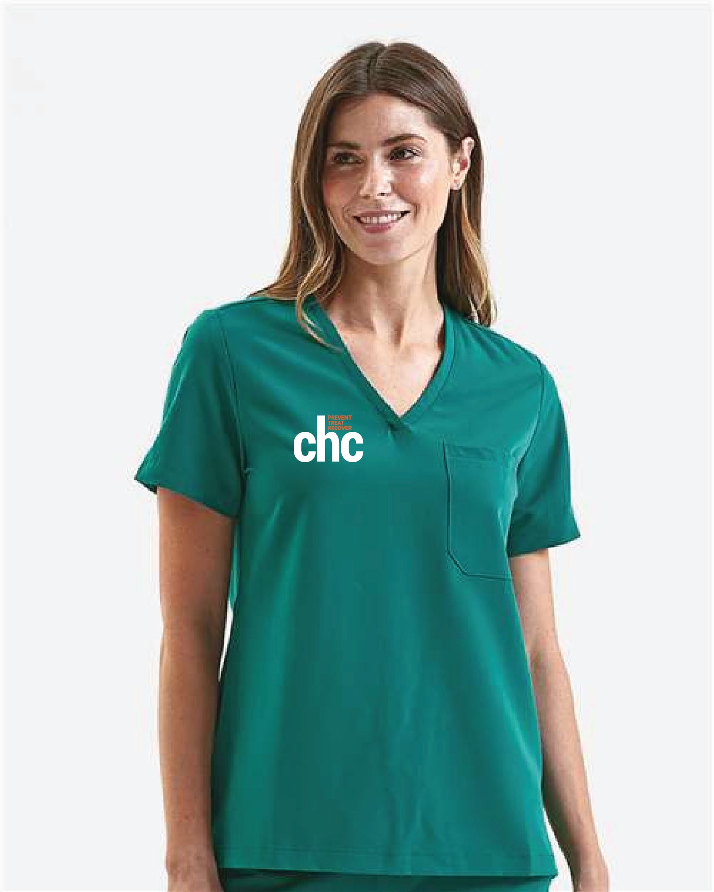 Women's Limitless V-Neck Stretch Scrub Top - NN300 EMB CHC-57