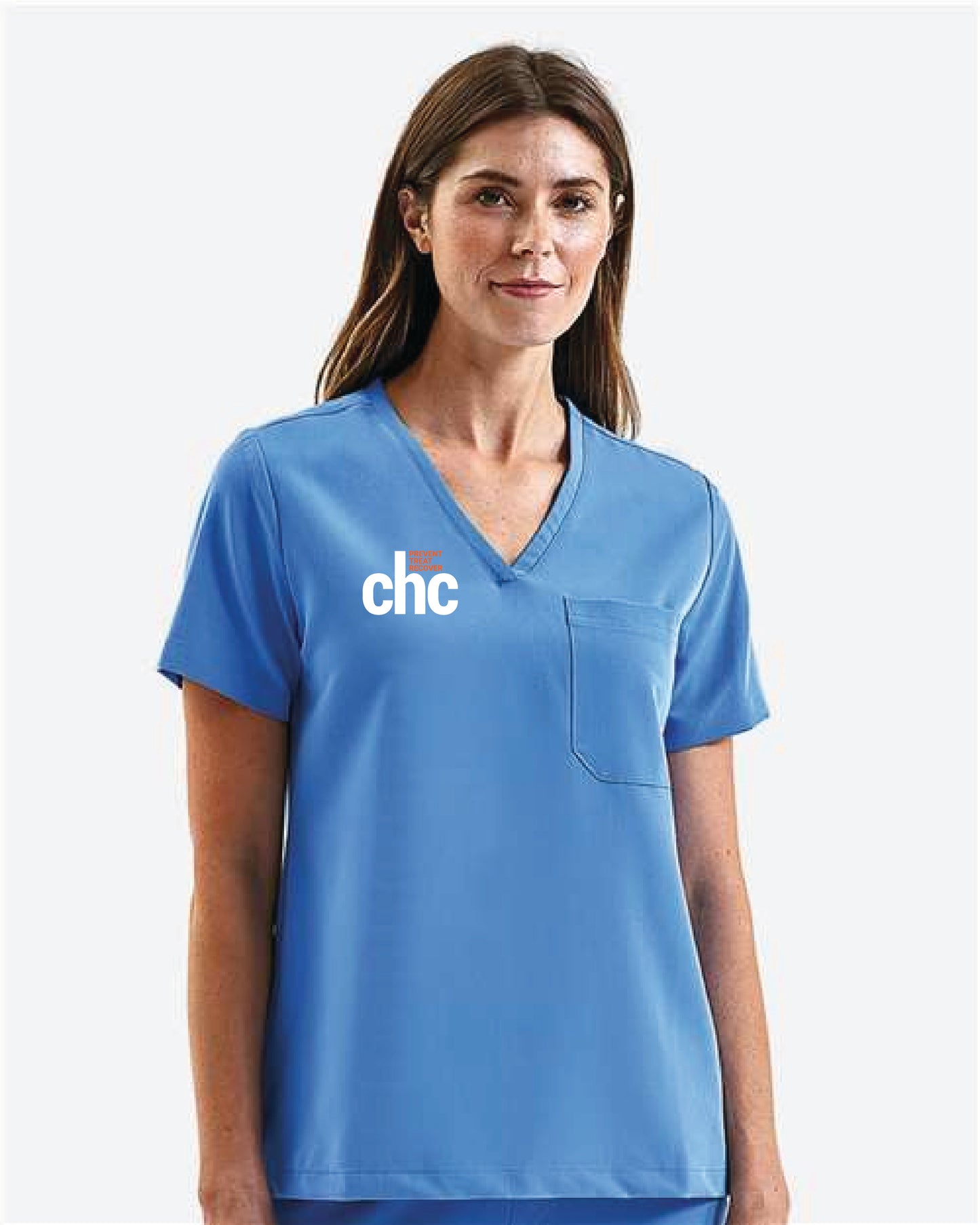 Women's Limitless V-Neck Stretch Scrub Top - NN300 EMB CHC-57