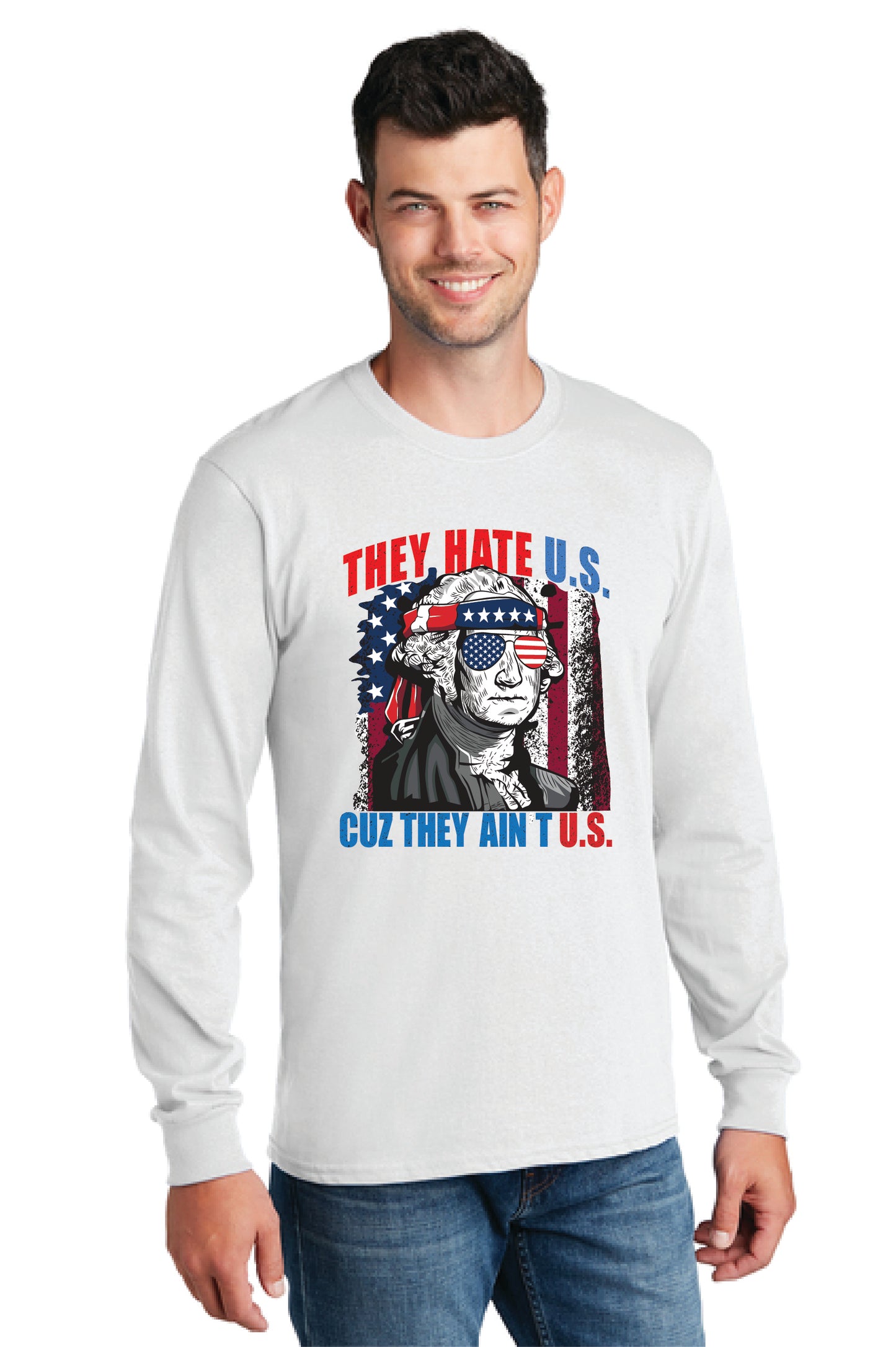THEY HATE U.S. CUZ THEY AINT U.S. PC54LS Port & Company® Long Sleeve Core Cotton Tee 20