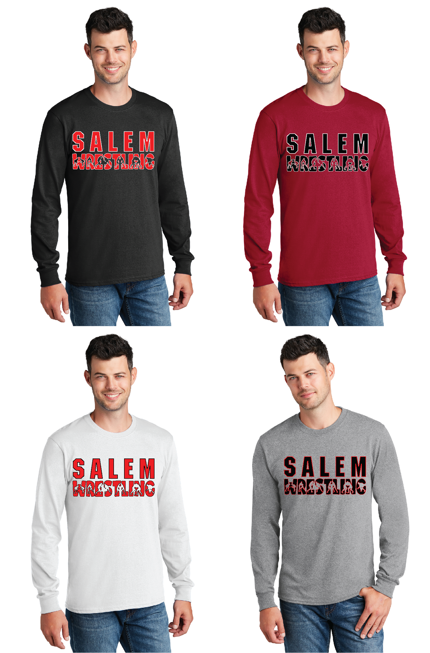 SALEM QUAKERS WRESTLING Port & Co™ PC54LS Long Sleeve Core Cotton Tee 15