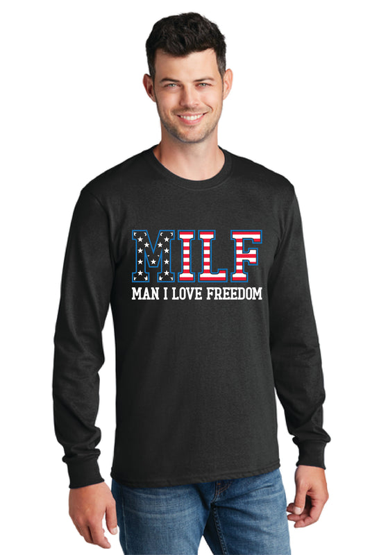 MILF MAN I LOVE FREEDOM PC54LS Port & Company® Long Sleeve Core Cotton Tee 21