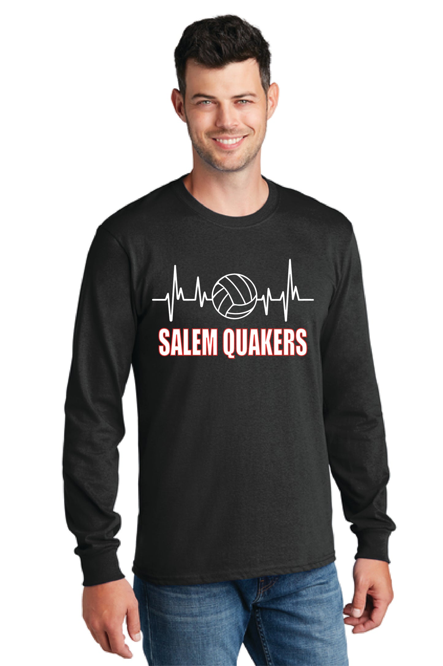SALEM QUAKERS VOLLEYBALL PC54LS Port & Company® Long Sleeve Core Cotton Tee 9