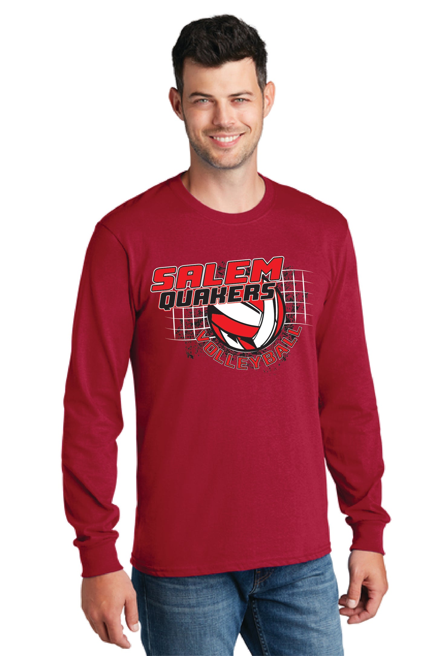 SALEM QUAKERS VOLLEYBALL PC54LS Port & Company® Long Sleeve Core Cotton Tee 7
