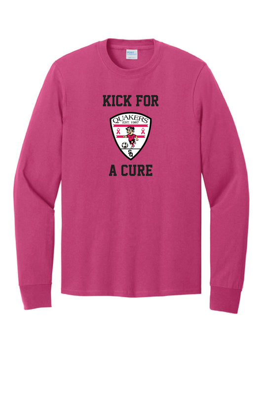 BOYS QUAKERS KICK FOR THE CURE PC55LS Port & Company® Long Sleeve Core Cotton Tee 22