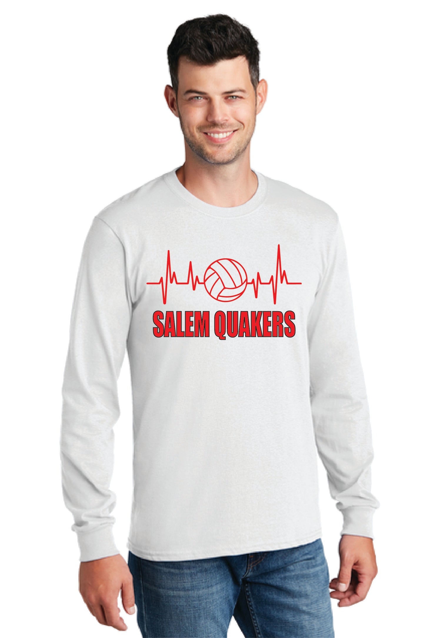 SALEM QUAKERS VOLLEYBALL PC54LS Port & Company® Long Sleeve Core Cotton Tee 9