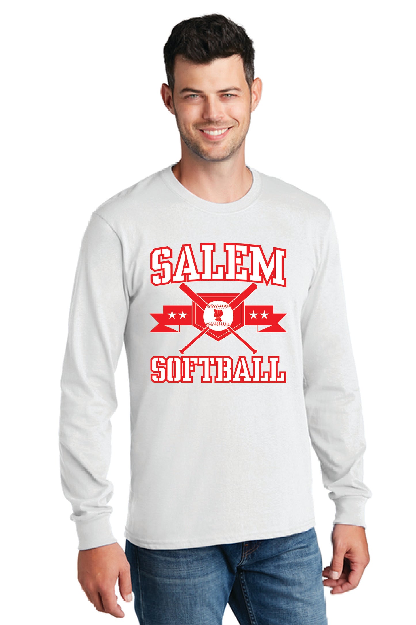 SALEM QUAKERS SOFTBALL PC54LS Port & Company® Long Sleeve Core Cotton Tee 3