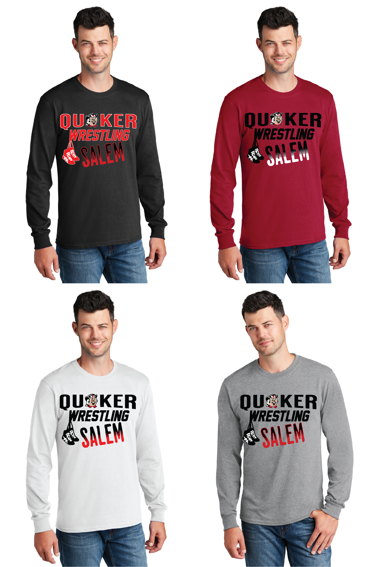 SALEM QUAKERS WRESTLING Port & Co™ PC54LS Long Sleeve Core Cotton Tee 17