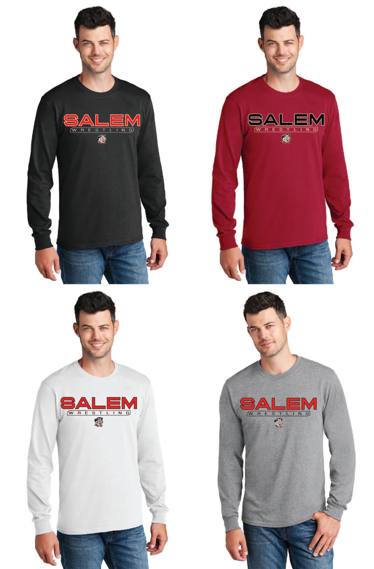 SALEM QUAKERS WRESTLING Port & Co™ PC54LS Long Sleeve Core Cotton Tee 14