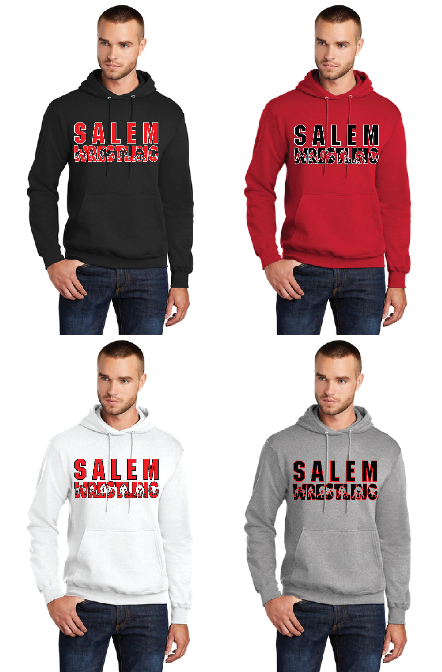 SALEM QUAKERS WRESTLING Port & Company® PC78H Core Fleece Pullover Hooded Sweatshirt 15