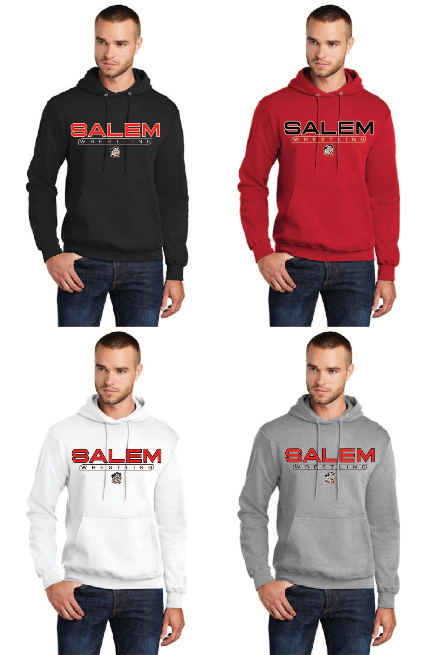 SALEM QUAKERS WRESTLING Port & Company® PC78H Core Fleece Pullover Hooded Sweatshirt 14