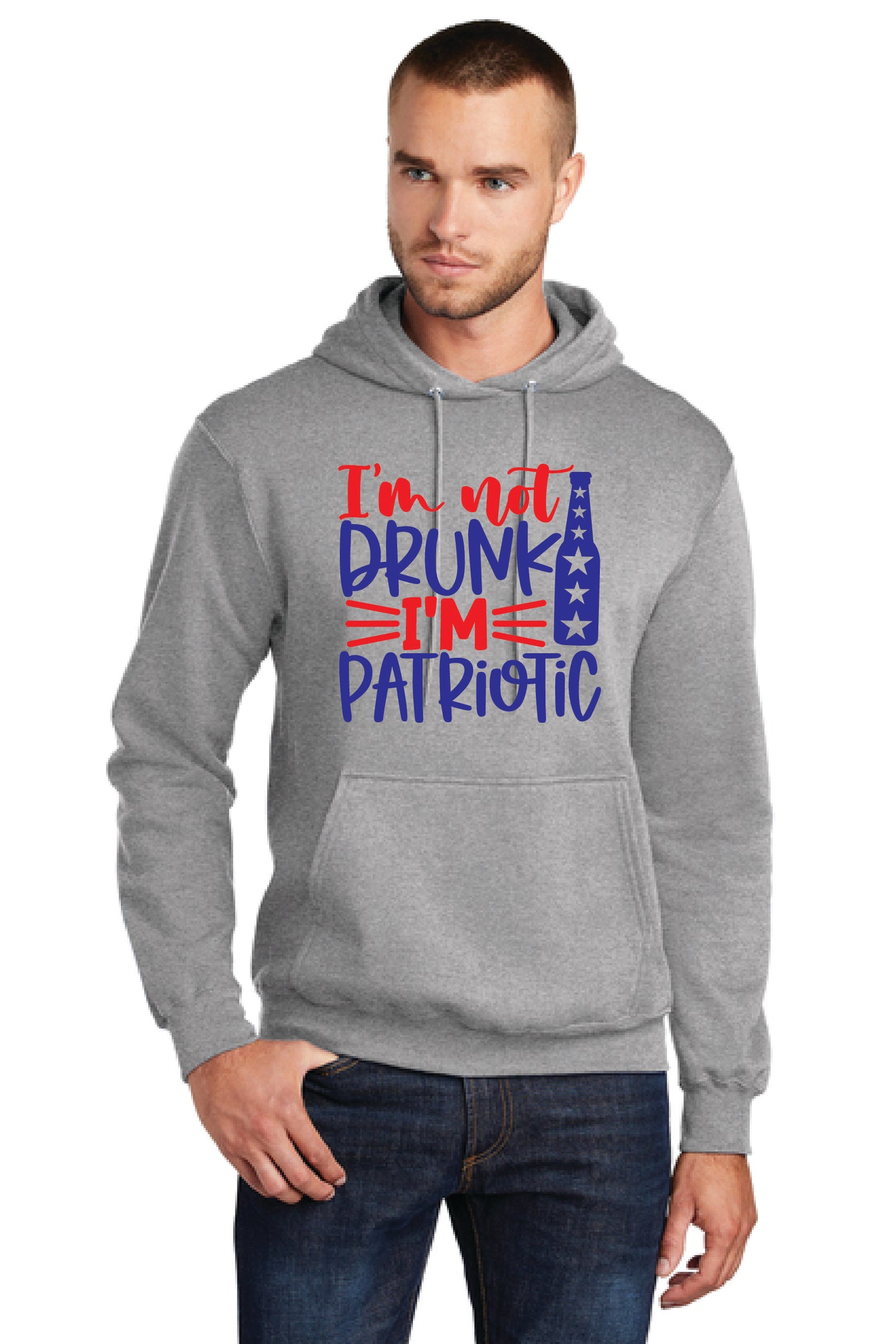 IM NOT DRUNK IM PATRIOTIC PC78H Port & Company® Core Fleece Pullover Hooded Sweatshirt 9
