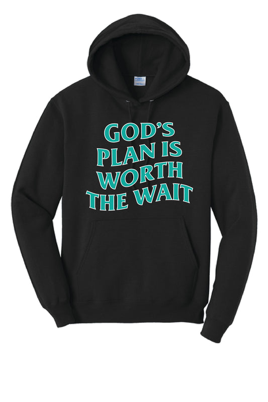 GODS PLAN WORTH THE WAIT PC78H Port & Company® Core Fleece Pullover Hooded Sweatshirt KK-4
