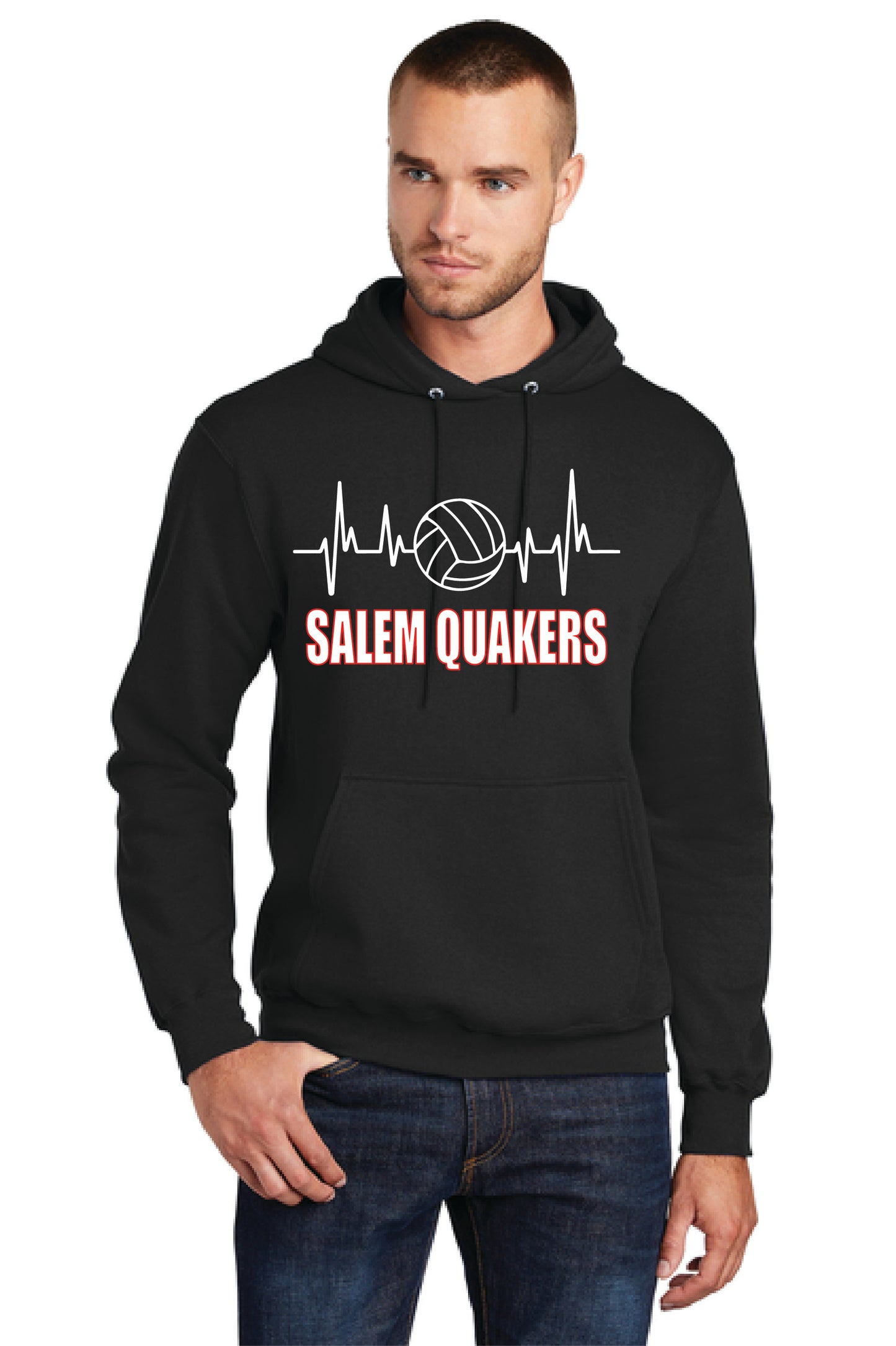 SALEM QUAKERS VOLLEYBALL PC78H Port & Company® Core Fleece Pullover Hooded Sweatshirt 9