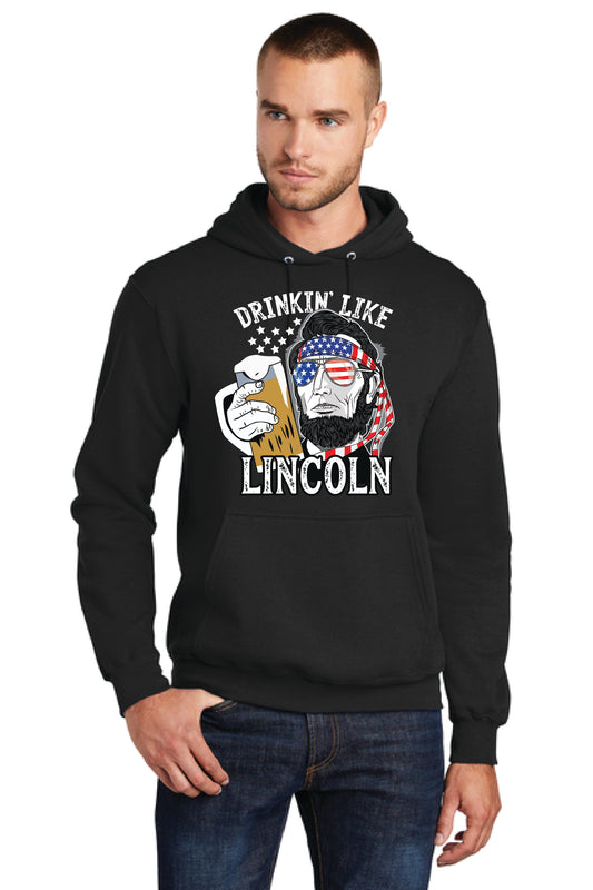 DRINKIN LIKE LINCOLN  PC78H Port & Company® Core Fleece Pullover Hooded Sweatshirt 14