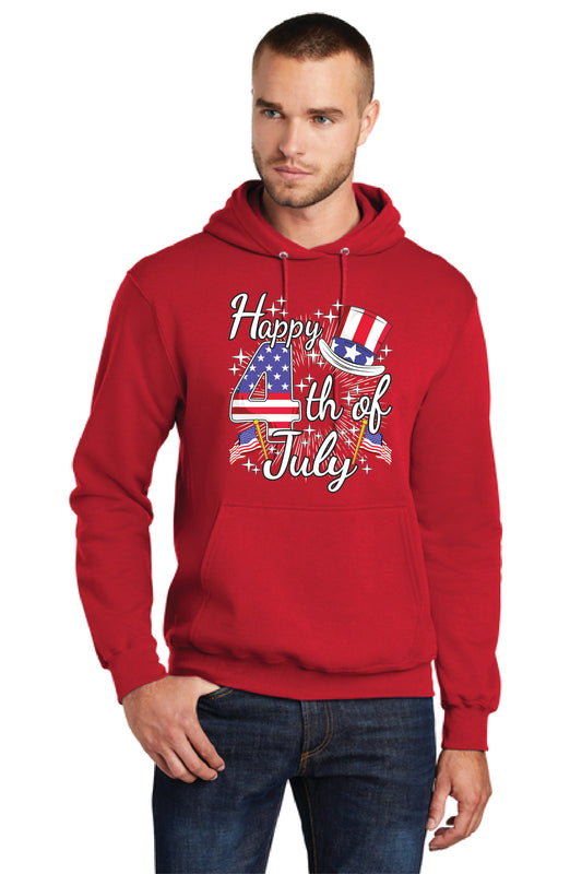 HAPPY 4TH OF JULY PC78H Port & Company® Core Fleece Pullover Hooded Sweatshirt 16