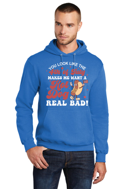 4TH OF JULY HOT DOG PC78H Port & Company® Core Fleece Pullover Hooded Sweatshirt 13
