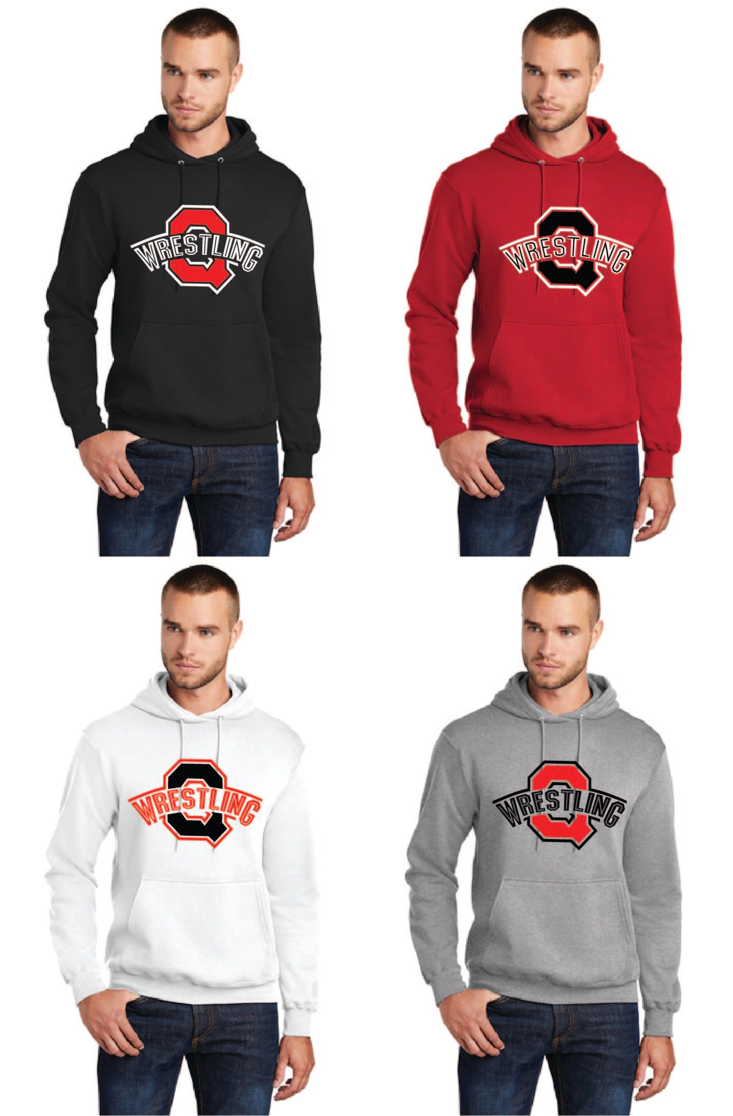 SALEM QUAKERS WRESTLING Port & Company® PC78H Core Fleece Pullover Hooded Sweatshirt 16