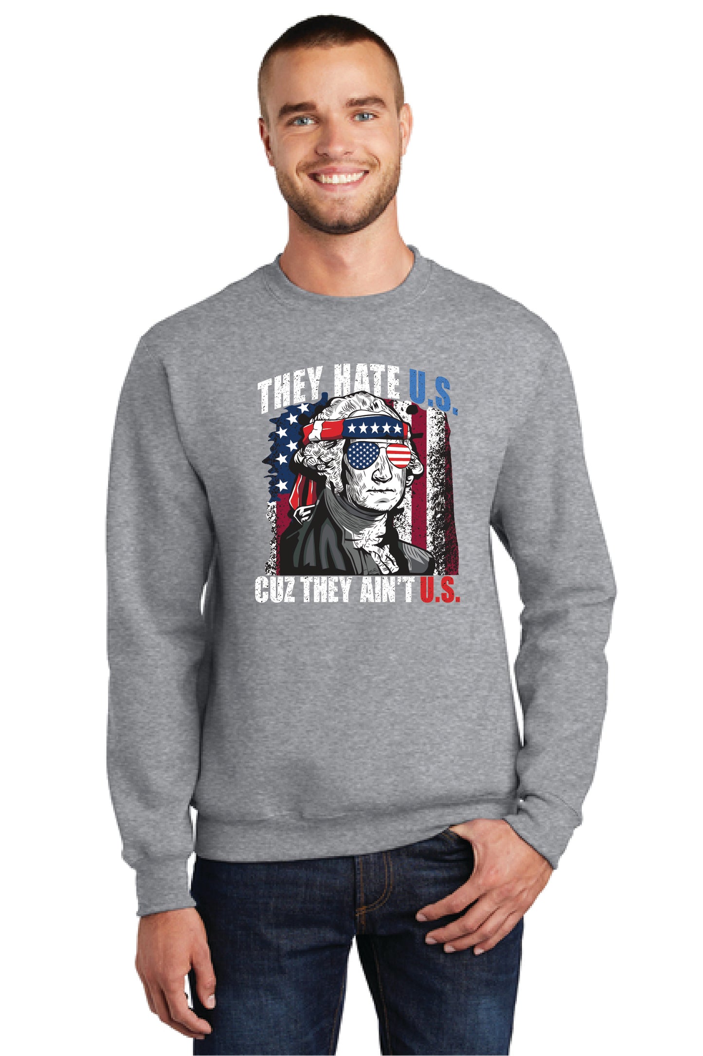 THEY HATE U.S. CUZ THEY AINT U.S. Port & Company® Core Fleece Crewneck Sweatshirt 20