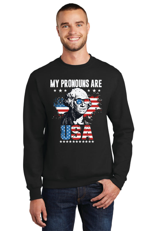 MY PRONOUNS ARE U. S. A. Port & Company® Core Fleece Crewneck Sweatshirt 19