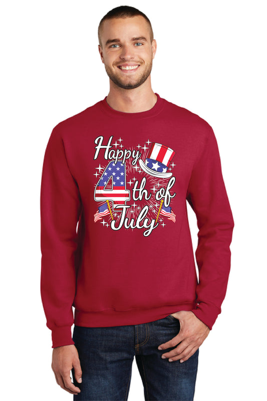 HAPPY 4TH OF JULY Port & Company® Core Fleece Crewneck Sweatshirt 16
