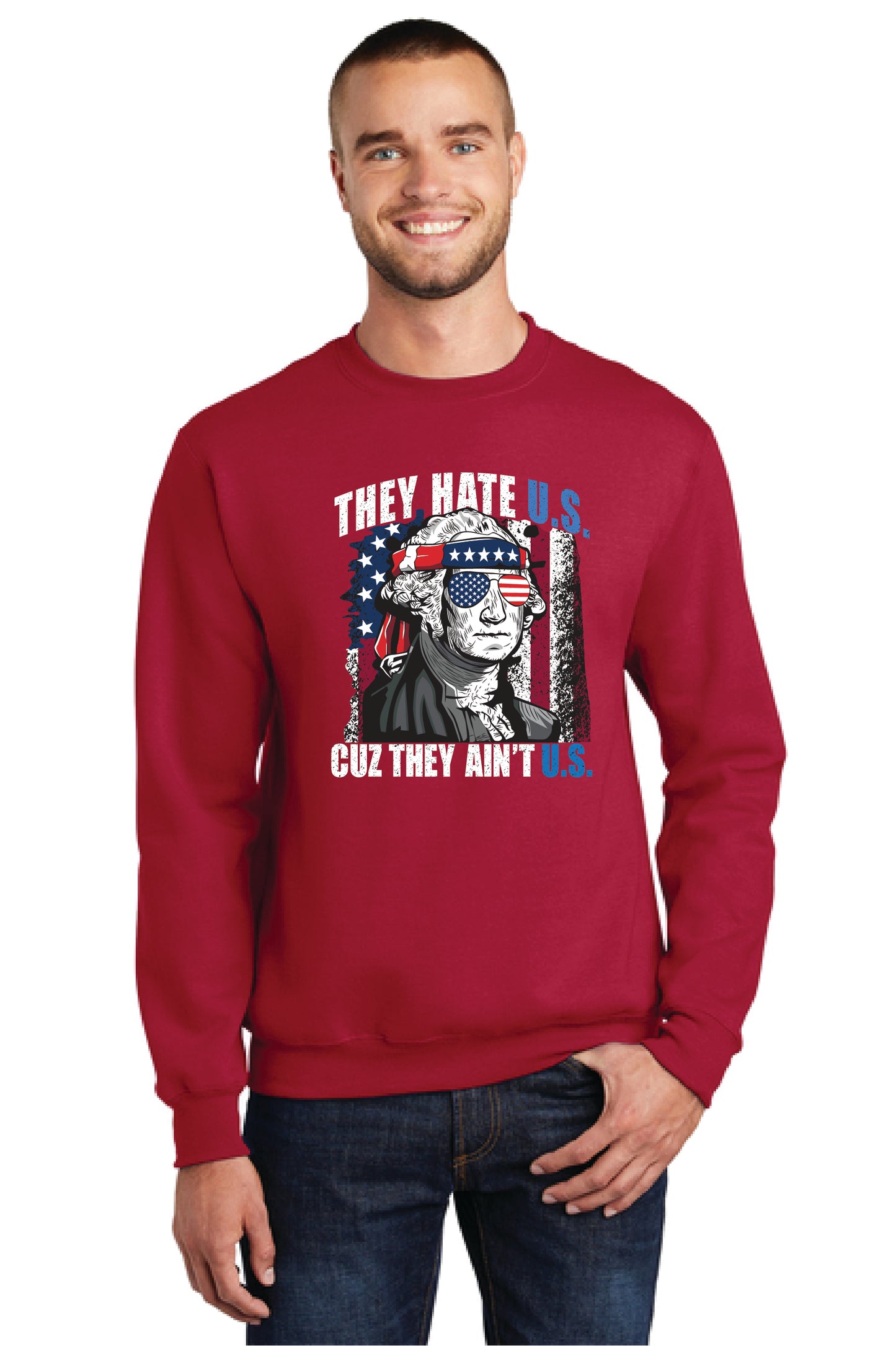 THEY HATE U.S. CUZ THEY AINT U.S. Port & Company® Core Fleece Crewneck Sweatshirt 20