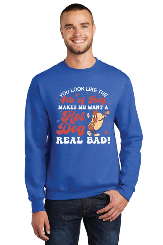 4TH OF JULY HOT DOG Port & Company® Core Fleece Crewneck Sweatshirt 13