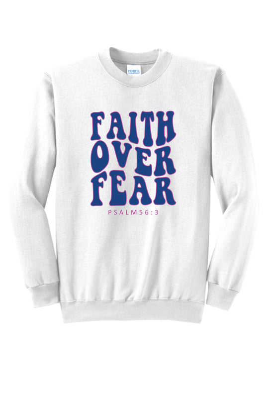 FAITH OVER FEAR PC78 Port & Company® Core Fleece Crewneck Sweatshirt KK-13