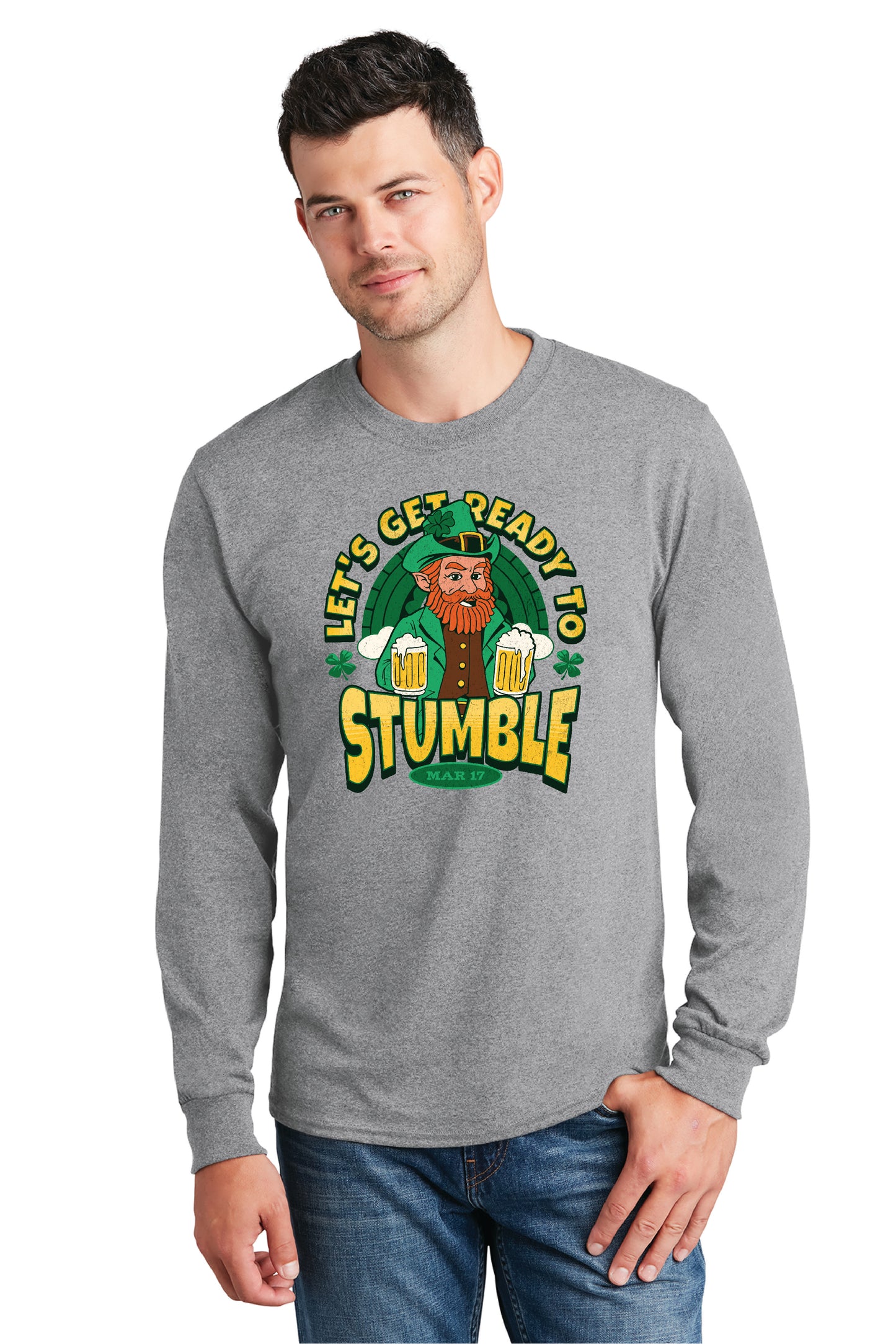 LETS GET READY TO STUMBLE Port & Company® Long Sleeve Core Cotton Tee 6