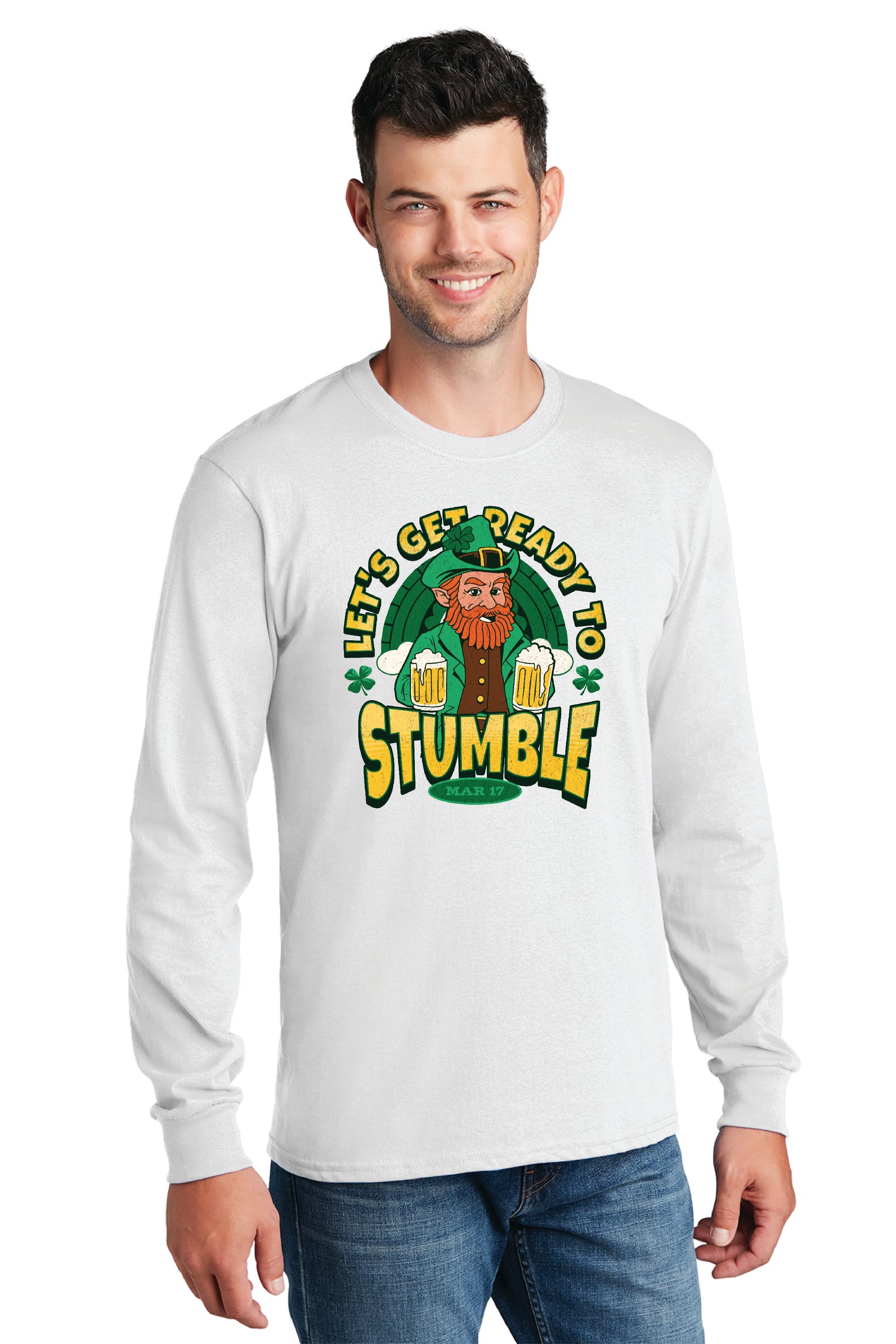 LETS GET READY TO STUMBLE Port & Company® Long Sleeve Core Cotton Tee 6