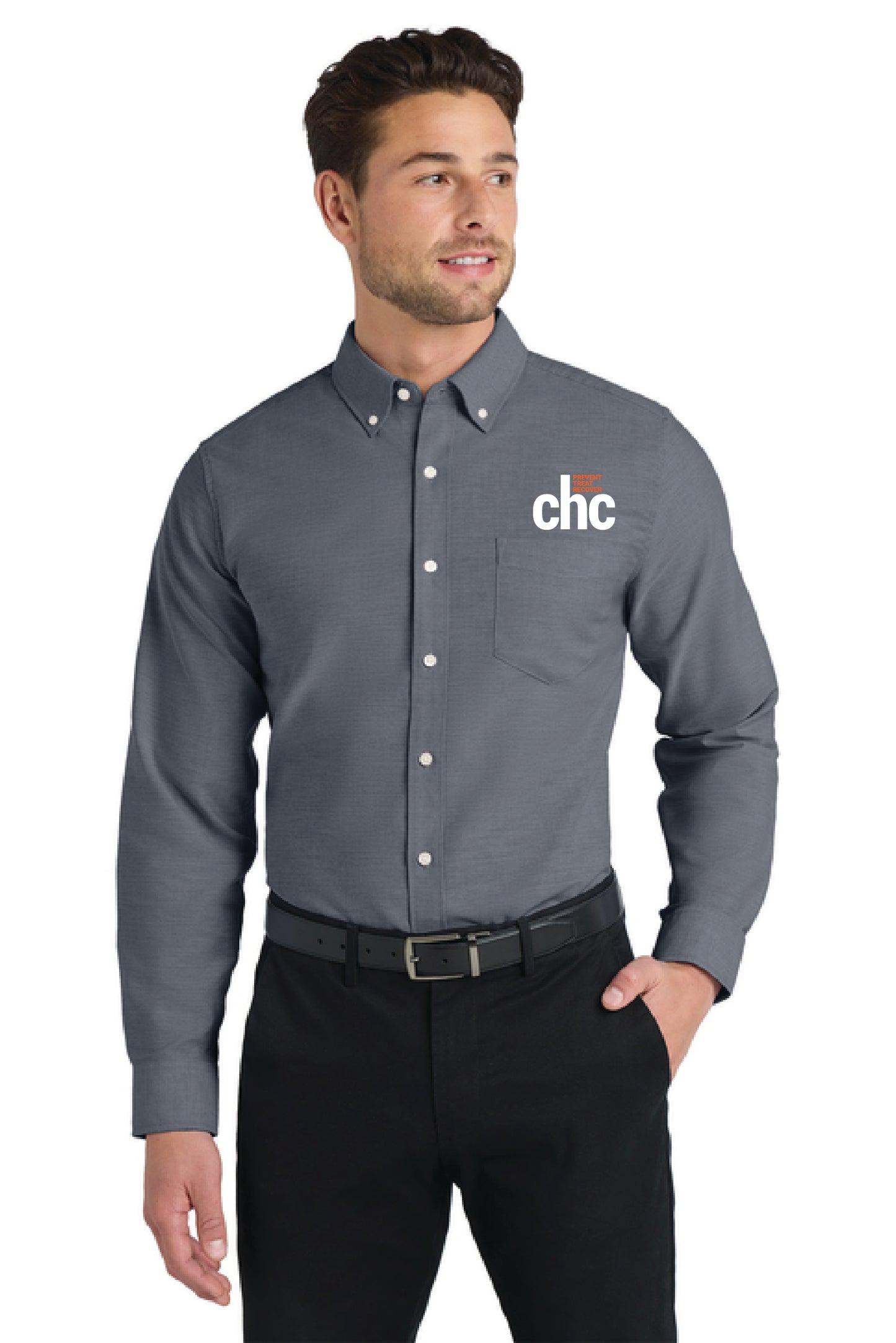 S658 Port Authority® SuperPro™ Oxford Shirt EMB CHC-22
