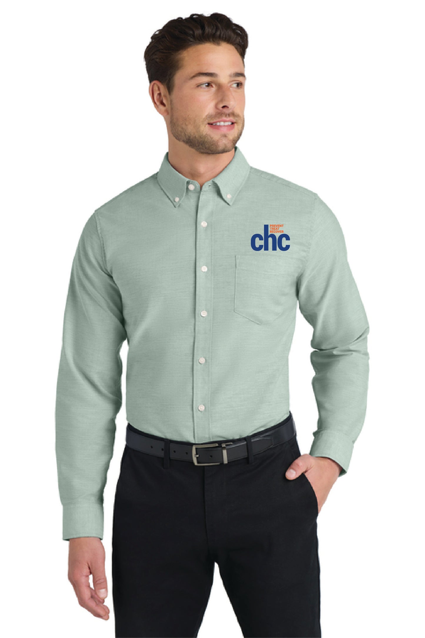 S658 Port Authority® SuperPro™ Oxford Shirt EMB CHC-22