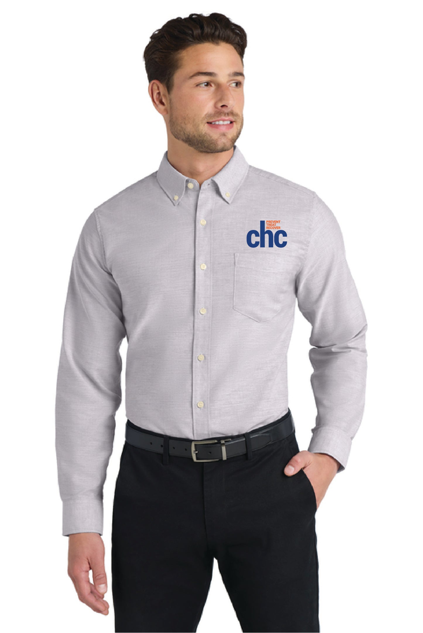 S658 Port Authority® SuperPro™ Oxford Shirt EMB CHC-22