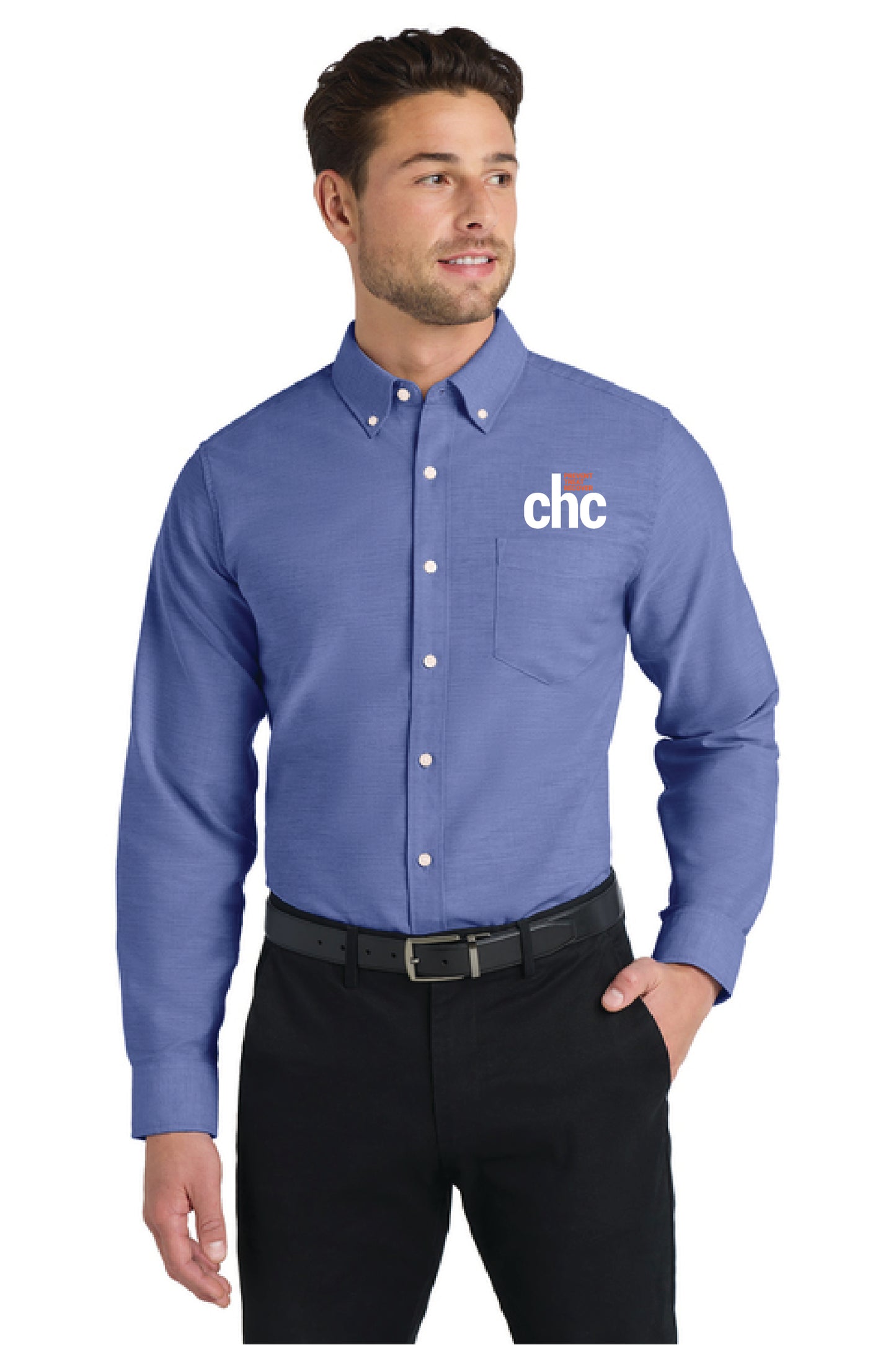 S658 Port Authority® SuperPro™ Oxford Shirt EMB CHC-22
