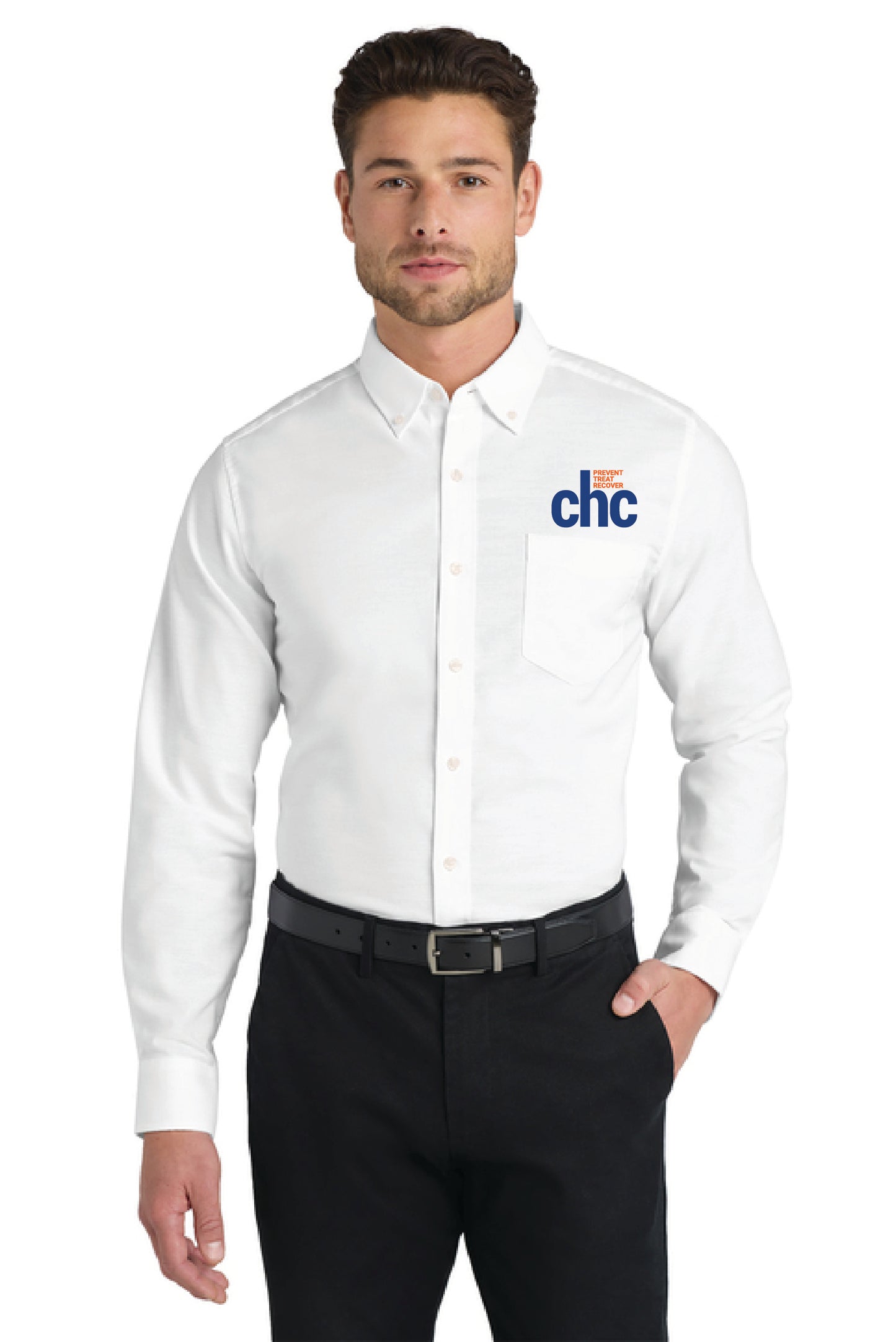 S658 Port Authority® SuperPro™ Oxford Shirt EMB CHC-22