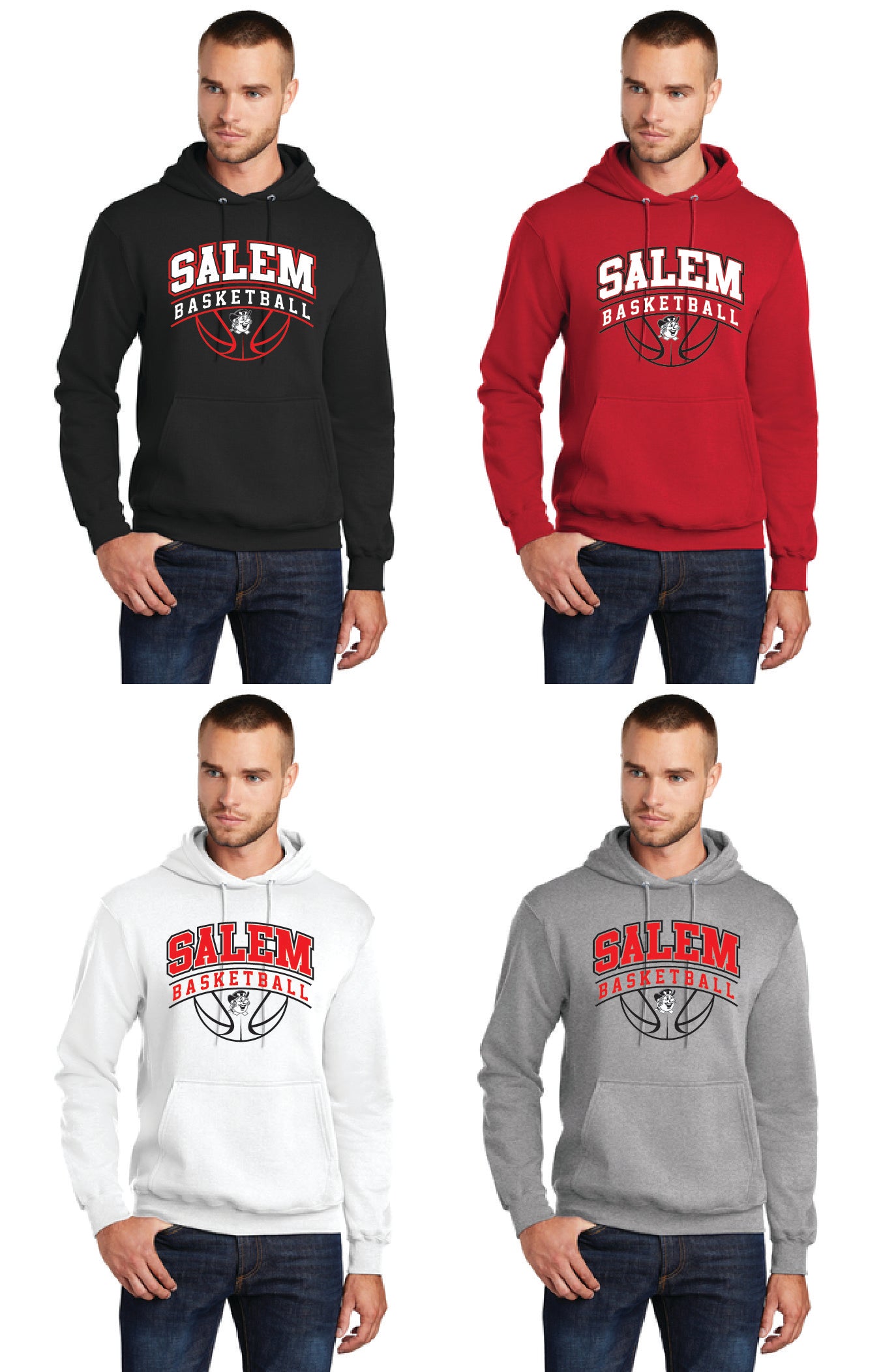 SALEM QUAKERS BASKETBALL Port & Company® Core Fleece Pullover Hooded Sweatshirt 3