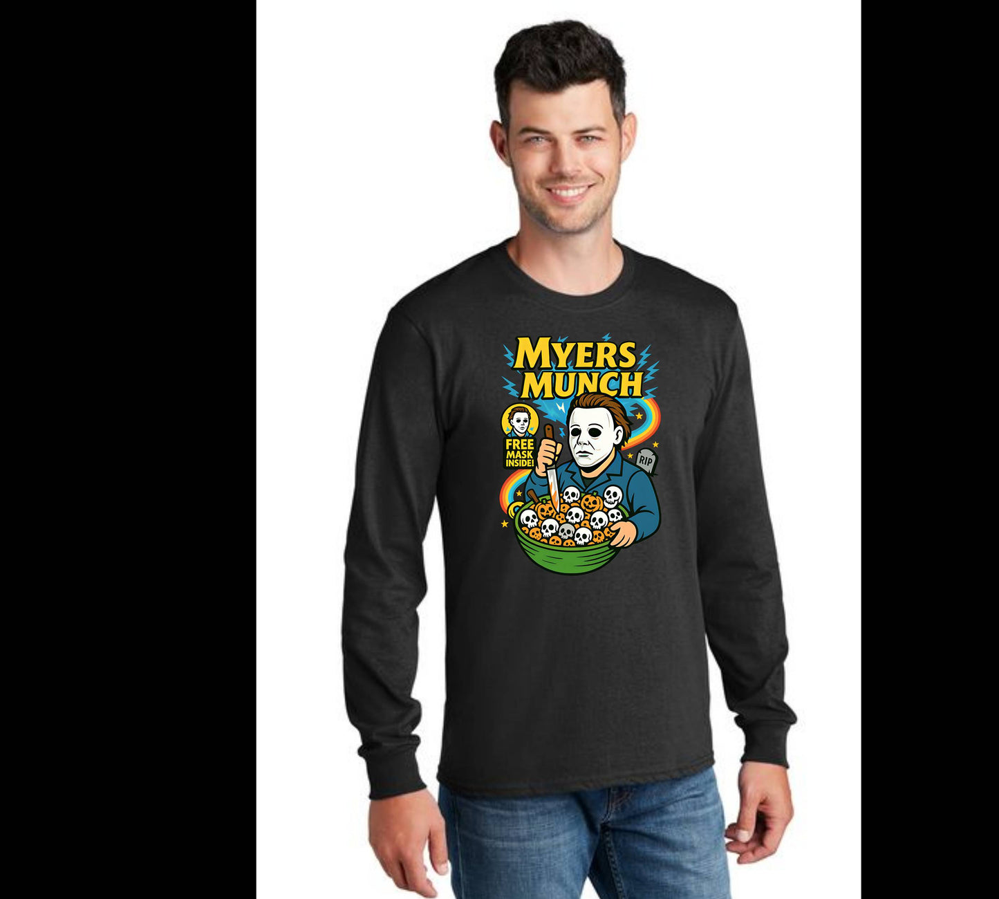 HALLOWEEN MYERS MUNCH PC55LS Port & Company® Long Sleeve Core Cotton Tee HW-3