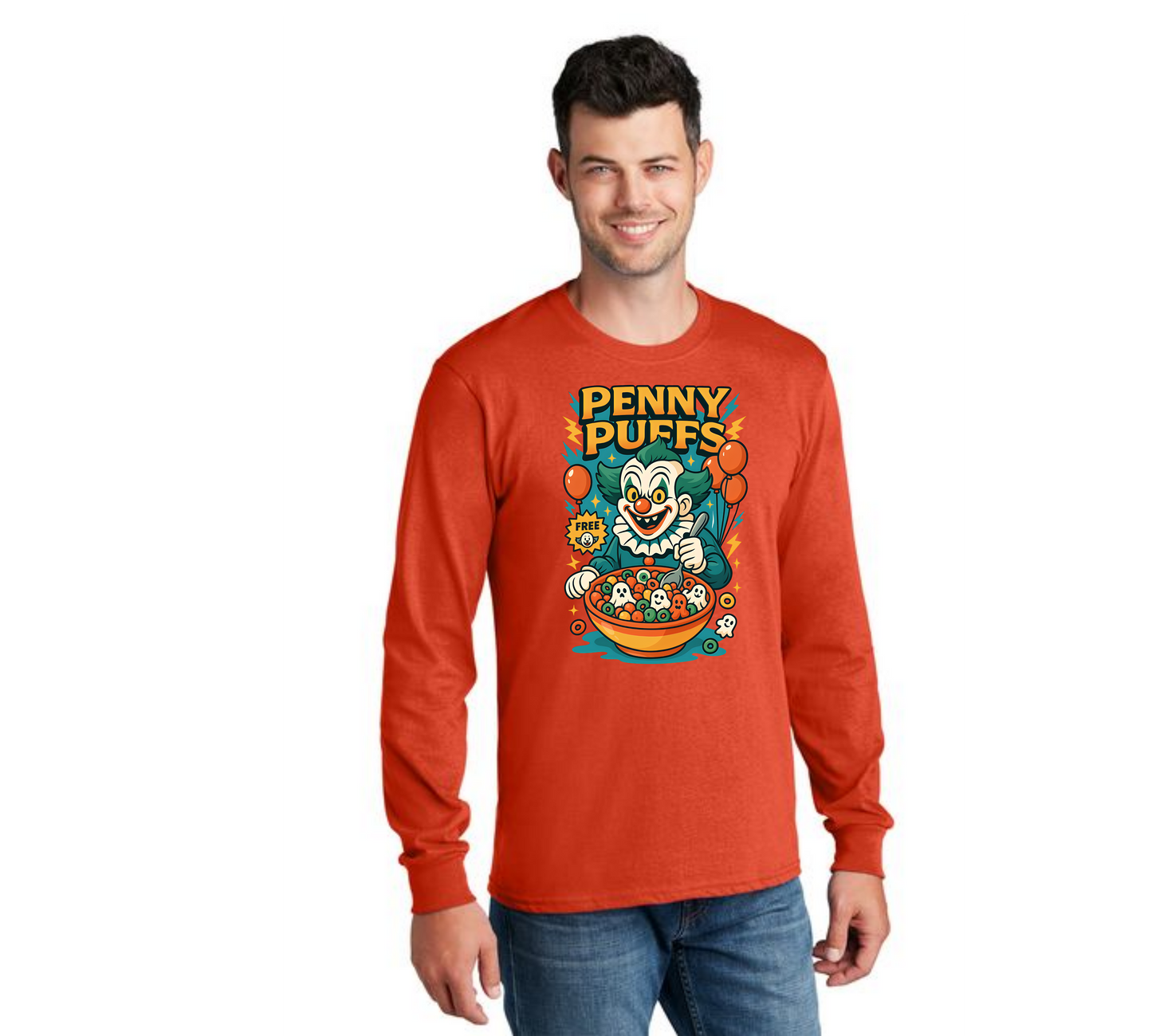 HALLOWEEN PENNY PUFFS PC55LS Port & Company® Long Sleeve Core Cotton Tee HW-4